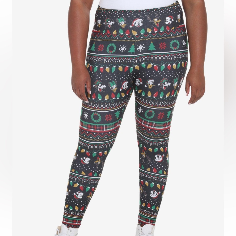 Her Universe‎ Disney Holiday Mickey Mouse & Friends Fair Isle Leggings Plus Size
